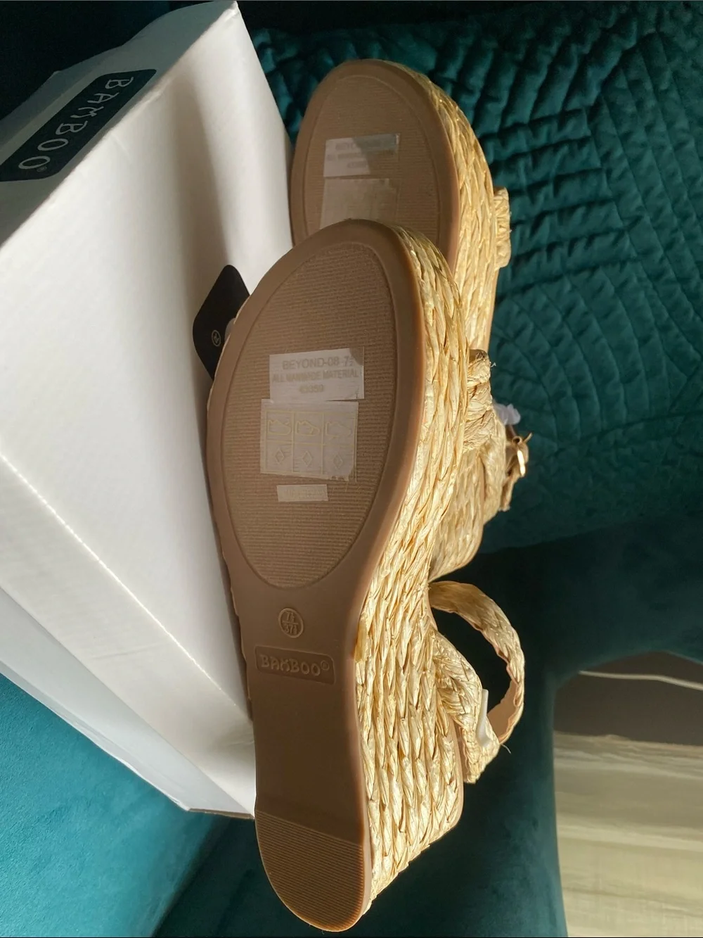 Woven Espadrille Platform Sandals - Natural Straw size 7.5